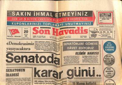 Son Havadis Gazetesi 20 Mayıs 1969 - Senatoda Karar Günü GZ99101 - 1