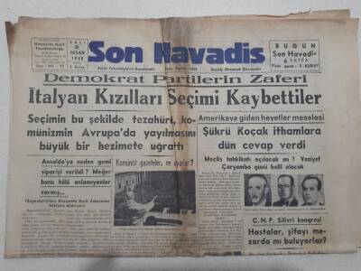 Son Havadis Gazetesi 20 Nisan 1948 - İtalyan Kızılları Seçimi Kaybettiler GZ71796 - 1