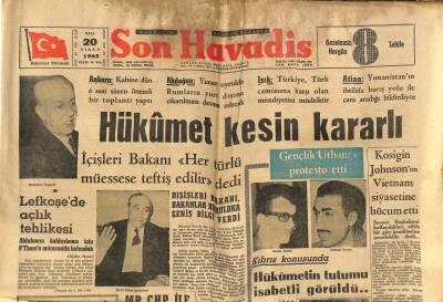 Son Havadis Gazetesi 20 Nisan 1965 - Eskişehir Ve Kütahyayı Sular Bastı - Lefkoşede Açlık Tehlikesi GZ123966 - 1