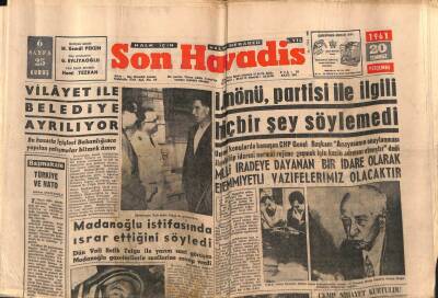 Son Havadis Gazetesi 20 Temmuz 1961 - Madanoğlu İstifasında Israr Ettiğini Söyledi GZ77439 - 1