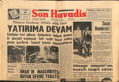 Son Havadis Gazetesi 20 Temmuz 1962 - Talat Aydemir İstanbula Gelecek GZ82445 - 1