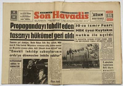 Son Havadis Gazetesi 21 Ağustos 1961 - Iraktan 70 Kişi Daha İltica Etti GZ60323 - 1