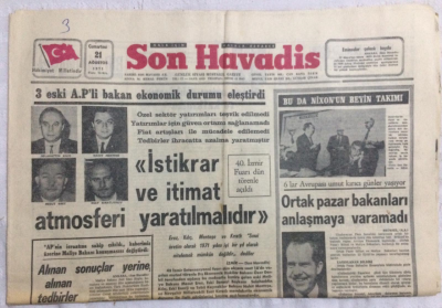 Son Havadis Gazetesi 21 Ağustos 1971 - 3 Eski APli Bakan Ekonomik Durumu Eleştirdi İstikrar Ve İtimat Atmosferi Yaratılmalıdır - GZ21309 - 1