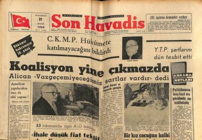 Son Havadis Gazetesi 21 Aralık 1963 - Başkan Johnsonda Öldürülecekmiş GZ81061 - 1