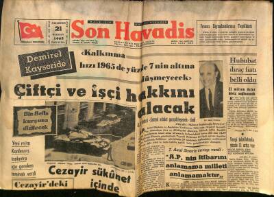 Son Havadis Gazetesi - 21 Haziran 1965 - Çiftçi Ve İşçi Hakkını Alacak - Taksi Dereye Uçtu 6 Ölü Var GZ124250 - 1