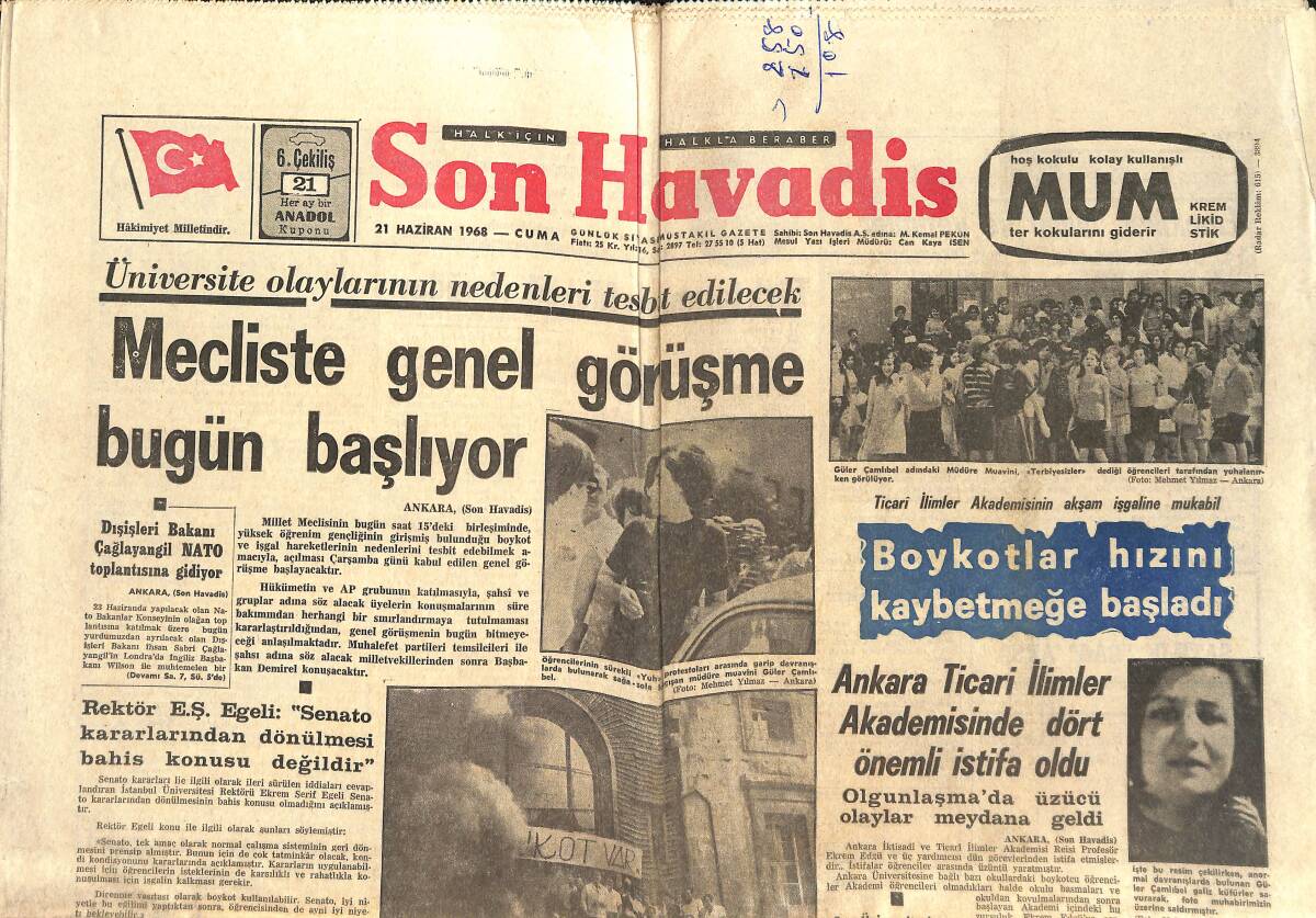 Son Havadis Gazetesi 21 Haziran 1968 - Hülya Koçyiğit: Fenerbahçe Derken Galiba Beşiktaş'a Gelin Gidiyorum GZ143093 - 1