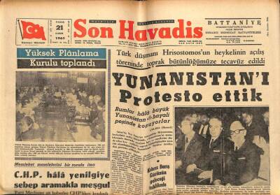 Son Havadis Gazetesi 21 Kasım 1965 - Yunanistanı Protesto Ettik GZ56571 - 1