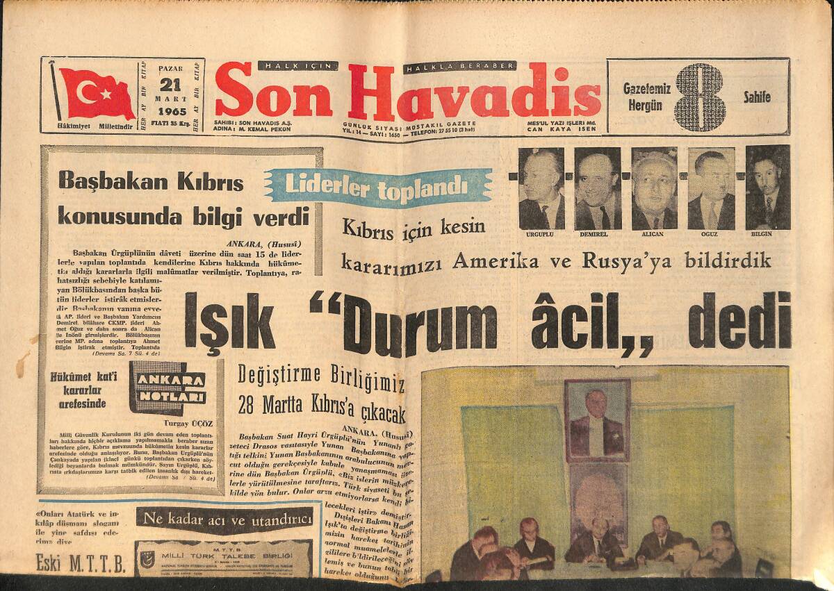 Son Havadis Gazetesi 21 Mart 1965 - Johnson Muhafız Birlikleri Federal Hükümet Emrine Aldı GZ158812 - 1