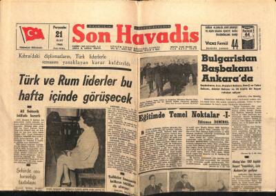 Son Havadis Gazetesi 21 Mart 1968 - Kıbrısdaki Diplomatların , Türk Liderlerle Temasını Yasaklayan Karar Kaldırıldı GZ65651 - 1