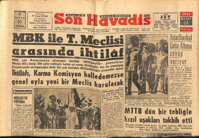 Son Havadis Gazetesi 21 Mayıs 1961 - MBK İle T. Meclisi Arasında İhtilaf GZ56529 - 1