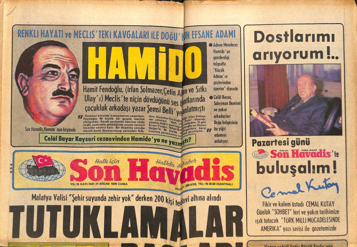 Son Havadis Gazetesi 21 Nisan 1978 - İsmail Cem TRT'den İstifa Etti - Ligin Rengi Bu Hafta Belli Olacak GZ142883 - 1