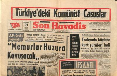 Son Havadis Gazetesi 21 Ocak 1970 - Esin Afşar Değerini Ortaya Koydu - Trakyada Köylere Kurt Sürüleri İndi GZ114399 - 1