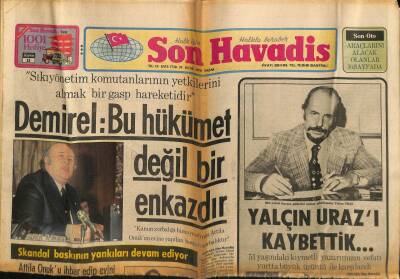 Son Havadis Gazetesi 21 Ocak 1979 - Kumluca Kaymakamı Soyuldu - Yalçın Urazı Kaybettik GZ87169 - 1