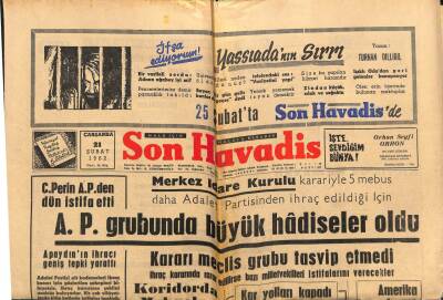 Son Havadis Gazetesi 21 Şubat 1962 - AP Grubunda Büyük Hadiseler Oldu GZ80518 - 1