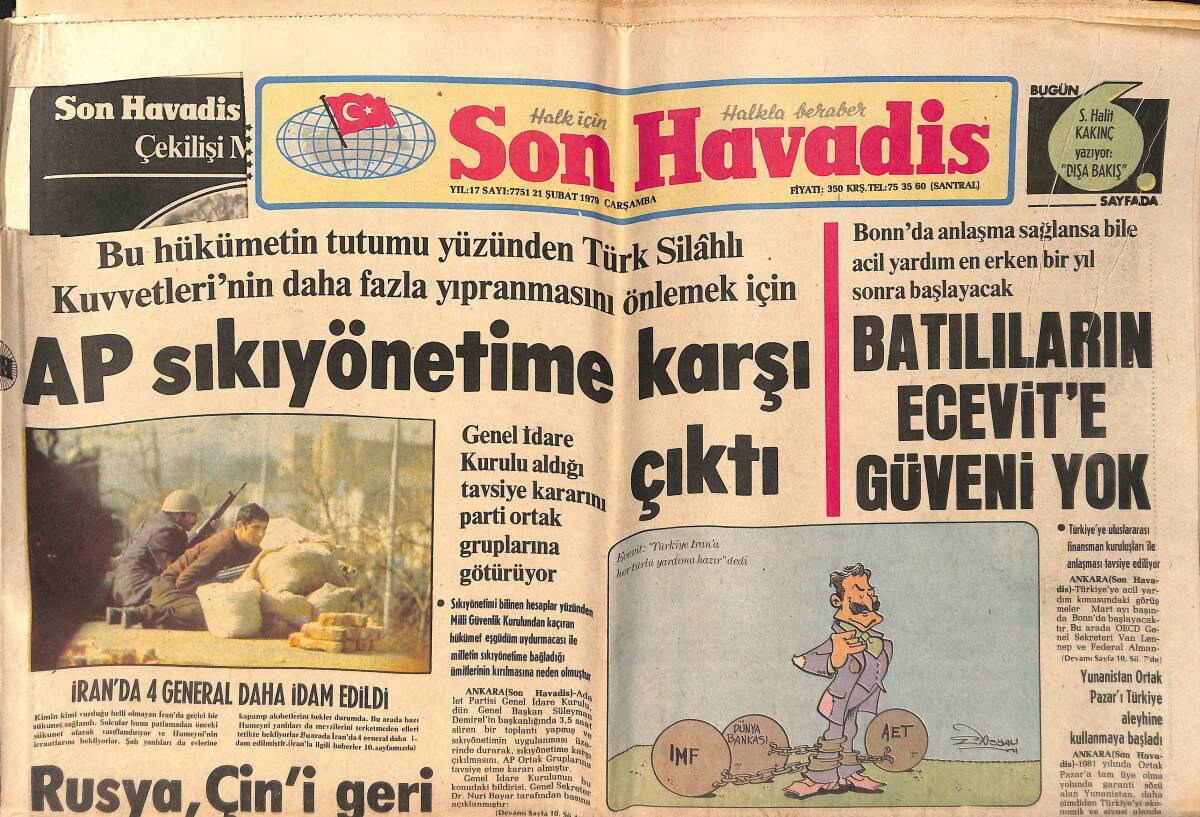Son Havadis Gazetesi 21 Şubat 1979 - Nükhet Duru ''Ulaşmak İstediğim Hedefe Kimse Engel Olamaz'' - Mazot Yokluğundan Minibüsler Çalışmadı GZ158862 - 1