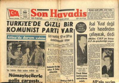 Son Havadis Gazetesi 22 Ağustos 1965 - Türkiyede Gizli Bir Komünist Parti Var GZ102282 - 2