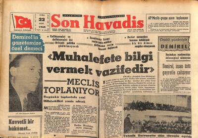 Son Havadis Gazetesi 22 Ekim 1965 - Emekli Gnl. Sadık Aldoğan Vefat Etti - Teknik Üniversite Dün Törenle Açıldı GZ121042 - 1