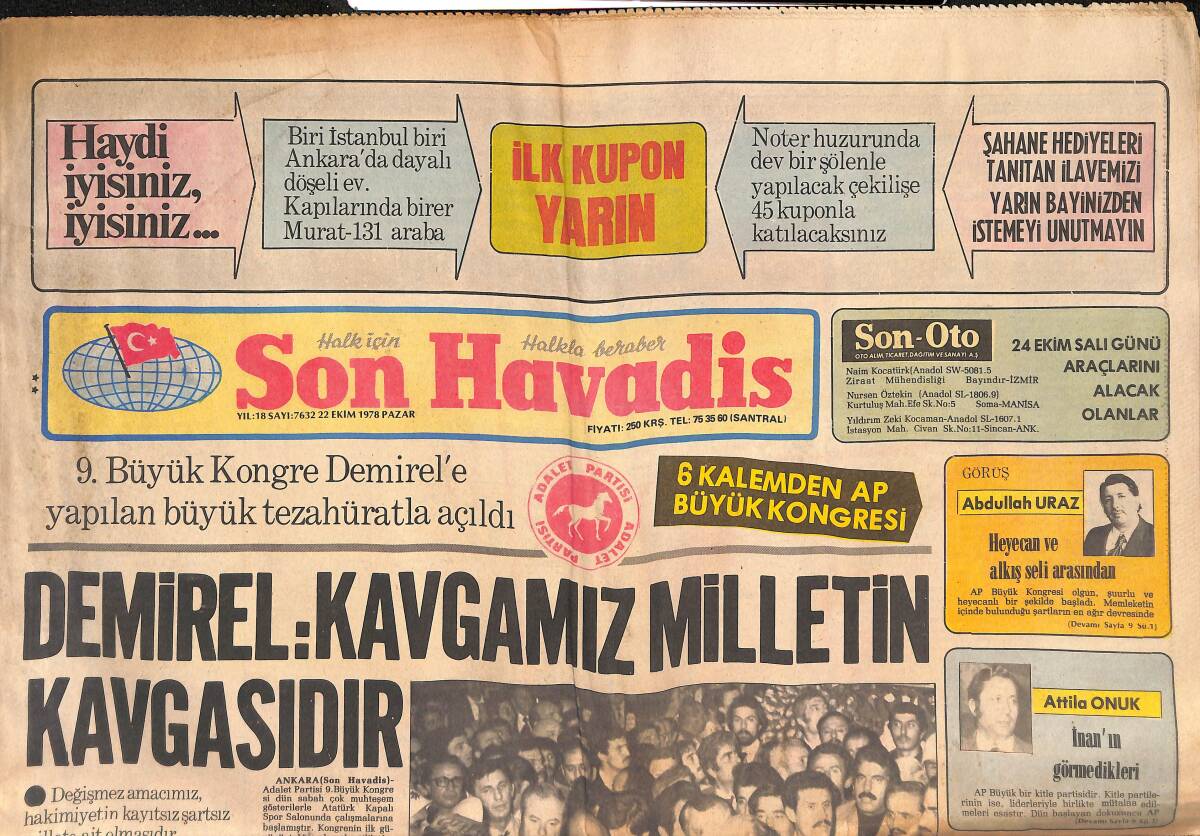 Son Havadis Gazetesi 22 Ekim 1978 - Zeki Müren '' Yaptığım Her Hareket Attığım Her Adım İçin Bilinçliydi '' GZ134657 - 1