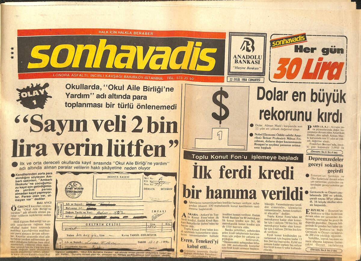 Son Havadis Gazetesi 22 Eylül 1984 - İsmet İnönü'nün 100. Doğum Yılı Kutlanacak! - Nilüfer Ve Erol Evgin Ekran Uğruna Sevgili Olacaklar! GZ144125 - 1