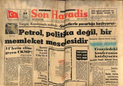 Son Havadis Gazetesi - 22 Haziran 1965 - 14lerin Eline Geçen CKMP - Şah ve Diba Moskovada GZ124255 - 1