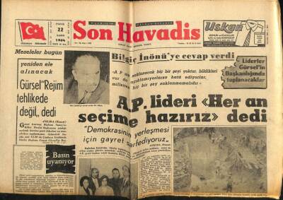 Son Havadis Gazetesi 22 Kasım 1964 - İnönü Plazzaya Harpten Bahsetti GZ74052 - 1