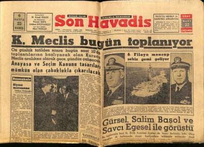 Son Havadis Gazetesi 22 Mart 1961 - Gürsel , Salim Başol Ve Savcı Egesel İle Görüştü GZ69524 - 2