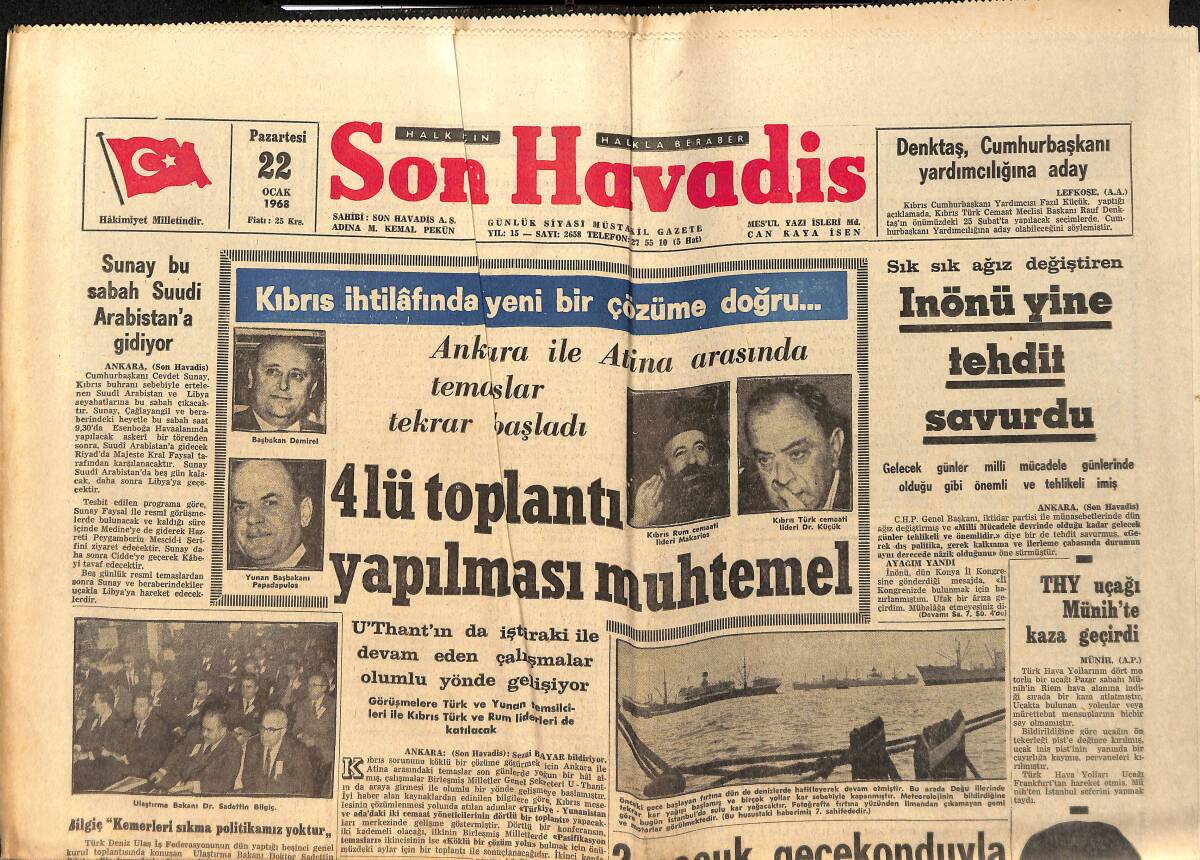 Son Havadis Gazetesi 22 Ocak 1968 - Enrico Macias'ın Oğlu Oldu - Dalida Başarıdan Başarıya Koşuyor GZ158783 - 1
