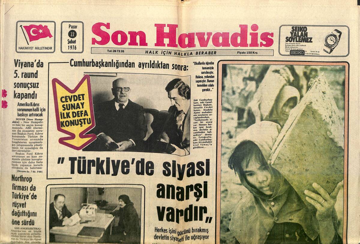 Son Havadis Gazetesi 22 Şubat 1976 - Melen '' Lockheed Olayı İçin ABD Senatosu'ndan Tutanak Getirip Tahkikat Yapacağız '' GZ141097 - 1