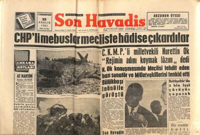 Son Havadis Gazetesi 23 Aralık 1961 - Ankaradaki Müessif Uçak Kazasında 27 Kişi Öldü GZ102034 - 1