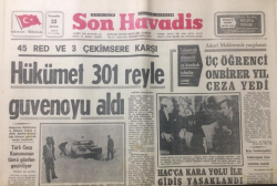 Son Havadis Gazetesi 23 Aralık 1971 - Hükümet 301 Reyle Güvenoyu Aldı - GZ12825 - 2