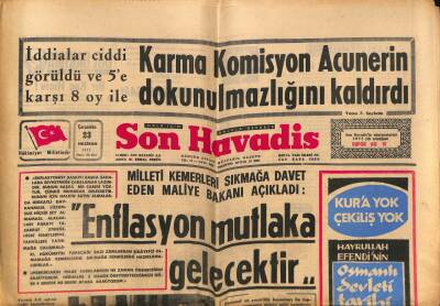 Son Havadis Gazetesi 23 Haziran 1971 - Karma Komisyon Acunerin Dokunulmazlığını Kaldırdı GZ74152 - 1