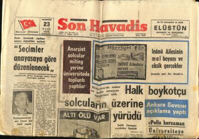 Son Havadis Gazetesi 23 Mart 1970 - Ankara Savcısı Açıklama Yaptı GZ65508 - 1