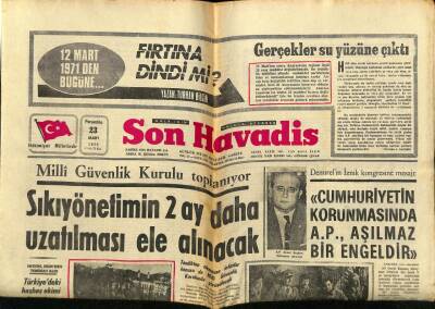 Son Havadis Gazetesi 23 Mart 1972 - Sarıkamıştaki Deprem Köylerde Hasar Yaptı GZ69308 - 1