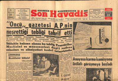 Son Havadis Gazetesi 23 Mayıs 1961 - Anayasa Karma Komisyonu İhtilafı Görüşmeye Başladı GZ56528 - 1