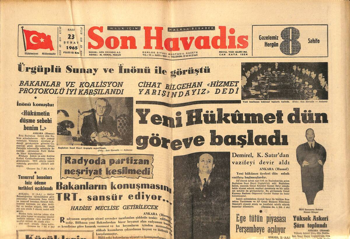 Son Havadis Gazetesi 23 Şubat 1965 - Muzaffer Akgün İlk Filminde Ayşecik'in Annesi Rolünü Oynuyor GZ158657 - 1