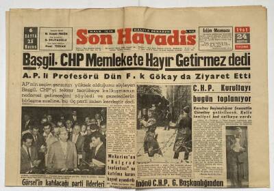Son Havadis Gazetesi 24 Ağustos 1961 - Başgil , CHP Memlekete Hayır Getirmez Dedi GZ60313 - 1