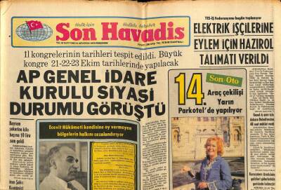 Son Havadis Gazetesi 24 Ağustos 1978 - Ulustaki Atatürk Heykeline Bomba Konuldu GZ65358 - 2