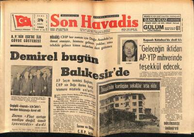 Son Havadis Gazetesi 24 Eylül 1965 - İnönünün Kardeşine Sokaklar Arsa Oldu GZ65644 - 2