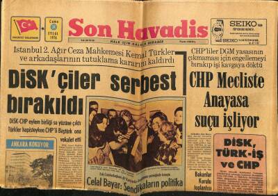Son Havadis Gazetesi 24 Eylül 1976 - CHP Mecliste Anayasa Suçu İşliyor GZ65576 - 2