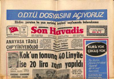 Son Havadis Gazetesi 24 Haziran 1971 - Kokun Tonuna 40 Linyite İse 20 Lira Zam Yapıldı GZ74144 - 1