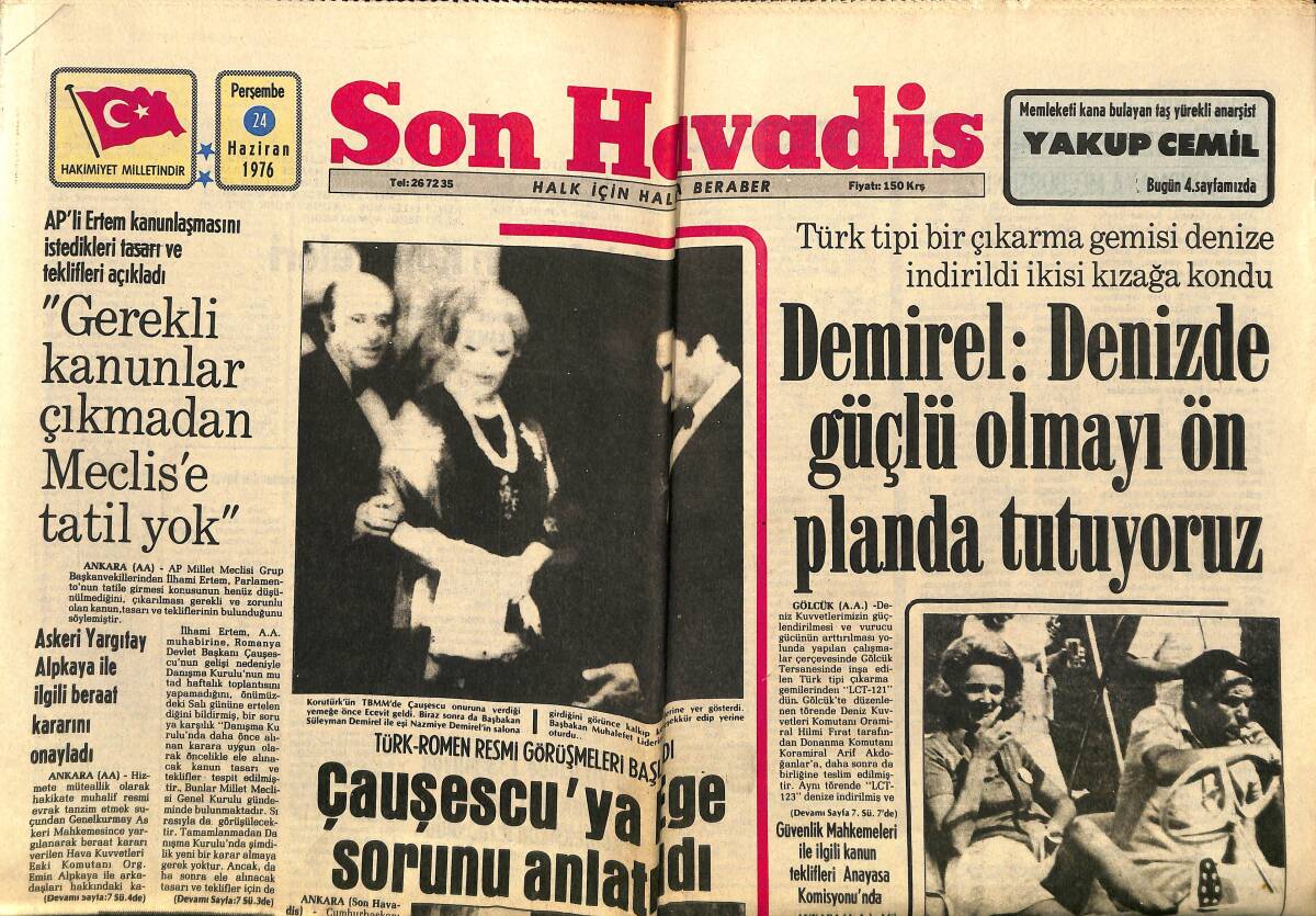 Son Havadis Gazetesi 24 Haziran 1976 - Emel Sayın Günde 4 Saat Spor Yapıyor - Onassis Ve Jacqueline'nin Hayatı Filme Alınıyor GZ149767 - 1
