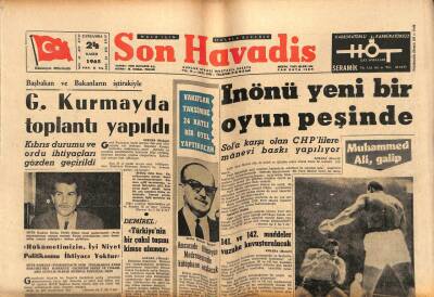 Son Havadis Gazetesi 24 Kasım 1965 - İnönü Yeni Bir Oyun Peşinde GZ56569 - 1