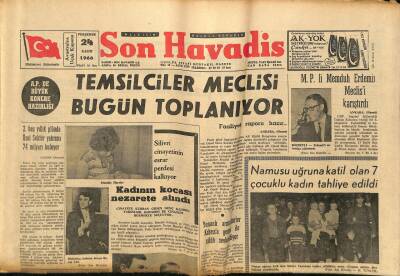 Son Havadis Gazetesi 24 Kasım 1966 - Sunay , İnönü İle Görüştü - Temsilciler Meclisi Bugün Toplanıyor GZ124325 - 1