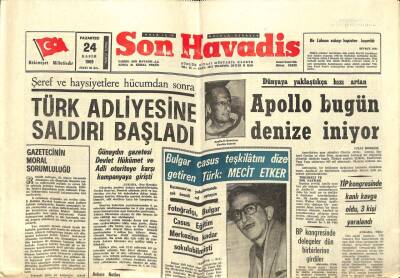 Son Havadis Gazetesi 24 Kasım 1969 - Türk Adliyesine Saldırı Başladı GZ65544 - 2