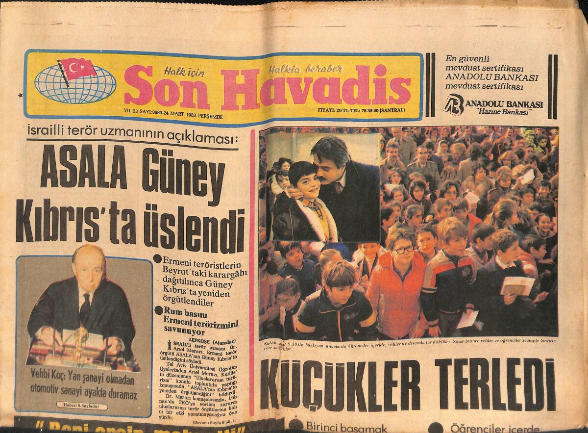Son Havadis Gazetesi 24 Mart 1983 - Kenan Evren; YÖK Binası Pazar Günü Hizmete Açılıyor - Fransa'da Yeni Hükümet Kuruldu - Giresunspor Takım Kuramıyor GZ132375 - 1