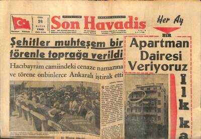 Son Havadis Gazetesi 24 Mayıs 1963 - Şehitler Muhteşem Bir Törenle Toprağa Verildi GZ99007 - 1