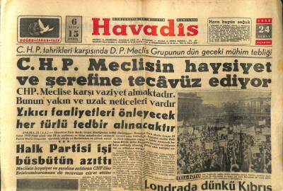 Son Havadis Gazetesi 24 Şubat 1958 - CHP Meclisin Haysiyet Ve Şerefine Tecavüz Ediyor GZ59556 - 1