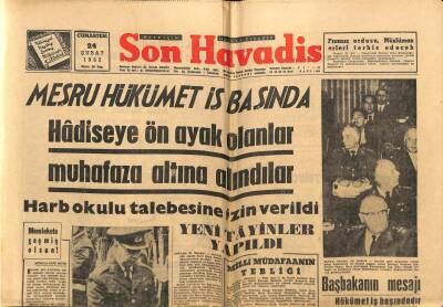 Son Havadis Gazetesi 24 Şubat 1962 - Meşru Hükümet İş Başında GZ80516 - 1