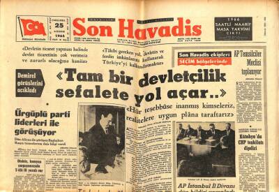 Son Havadis Gazetesi 25 Ağustos 1965 - Mr. Parsons Karma Ekonomiyi Anlattı GZ102289 - 1