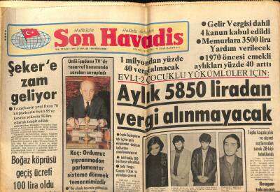 Son Havadis Gazetesi 25 Aralık 1980 - Cevher Özden Banka Faiz Oranları Bir Kaostur - Ecevit 2. Ağır Cezadada İfade Verdi GZ121151 - 1